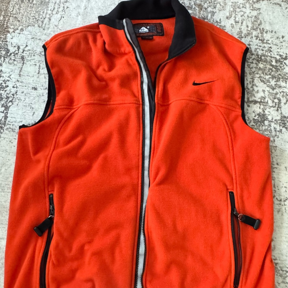 Nike ACG Men’s Orange Fleece Vest with Black Trim
